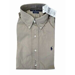 Vintage 90s Ralph Lauren Blake Button Down Shirt Tan Oxford Pony Logo Small NWT